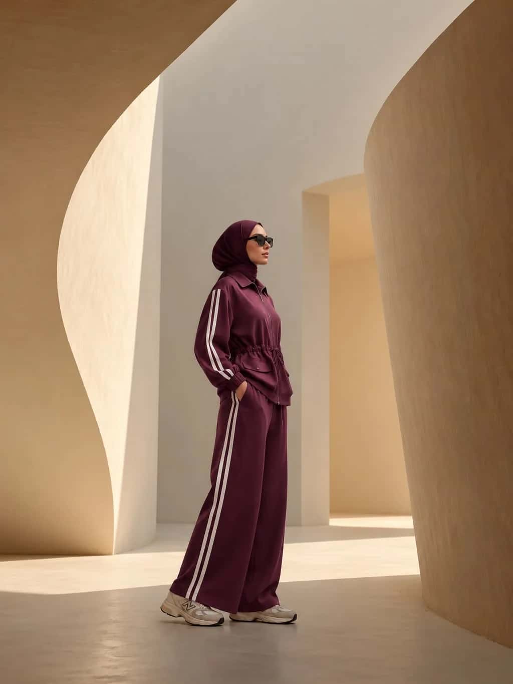 طقم رياضي بخطوط جانبية – Aubergine Gleam